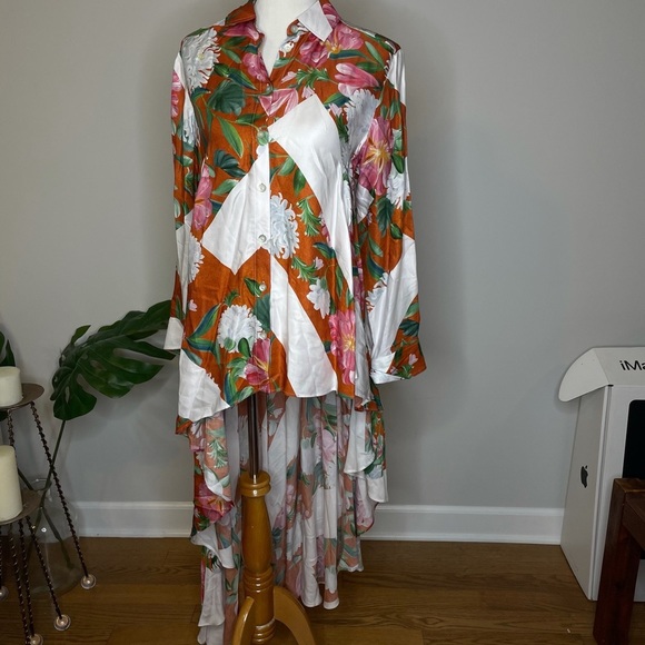 Palmer//Harding Long Asymmetric Floral Print Shirt - Picture 5 of 8